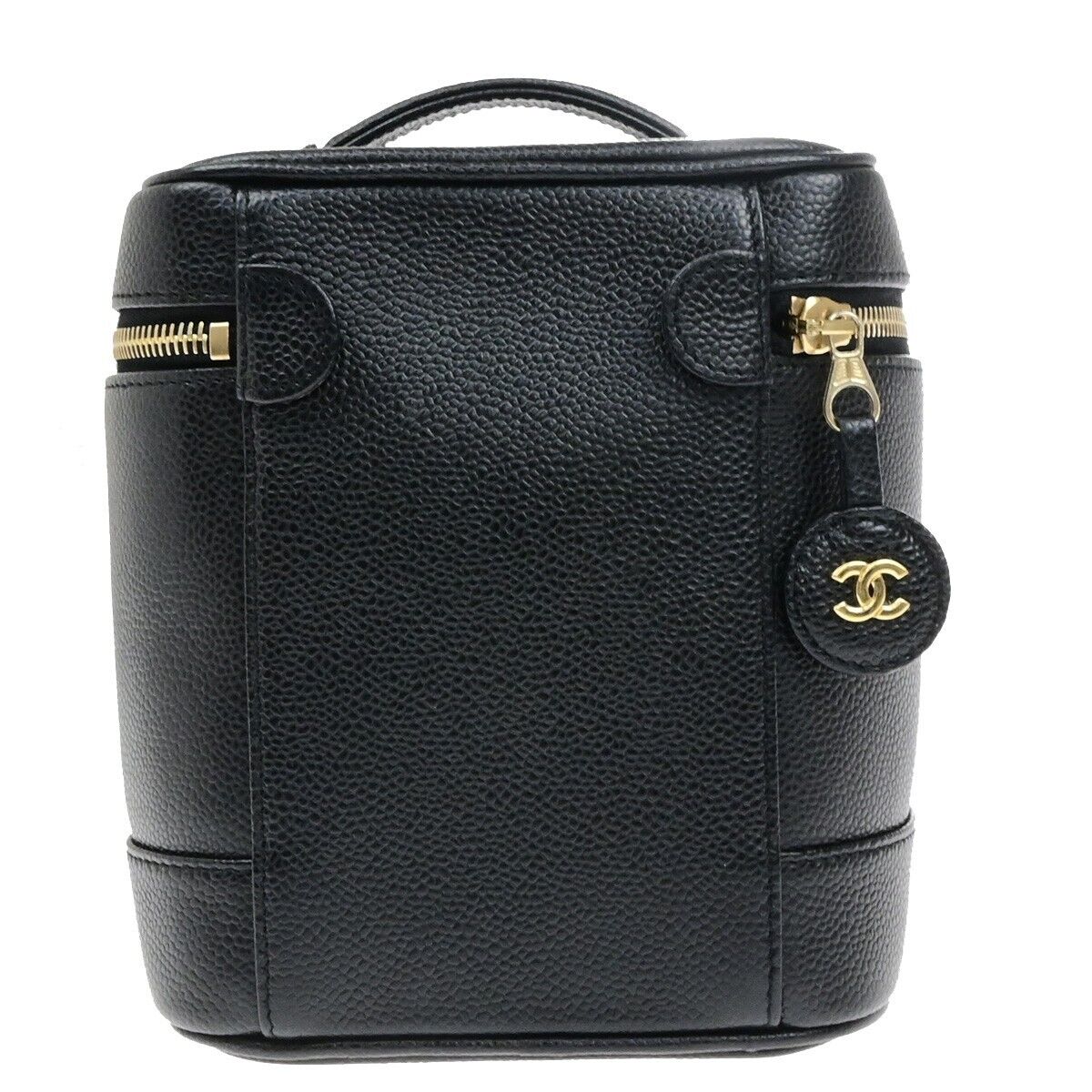 Chanel Vintage Timeless Cosmetic Case Caviar, BLACK, CALFSKIN, Handbag