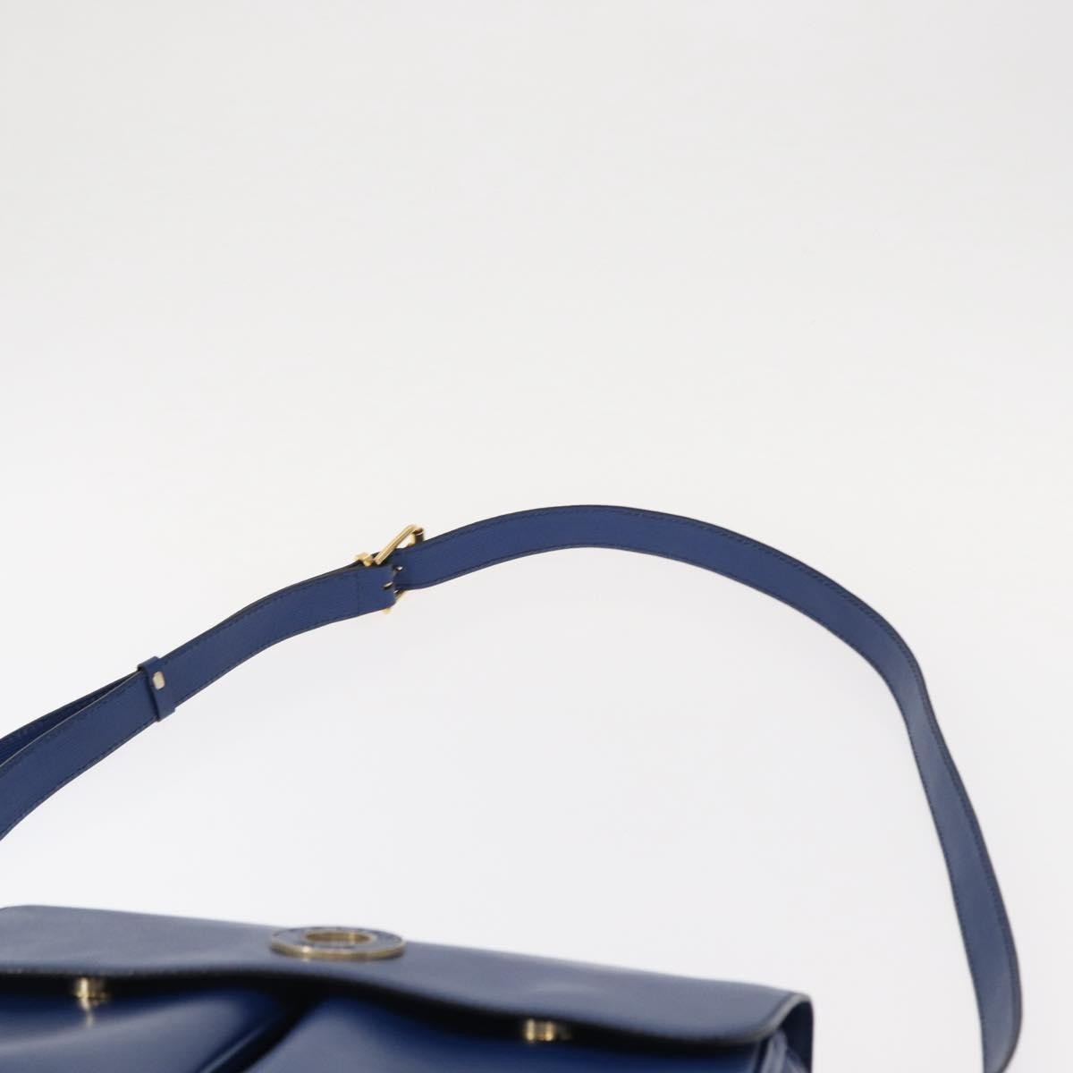 Celine Vintage Circle Logo Crossbody Bag Leather, BLUE, LEATHER, Shoulder bag