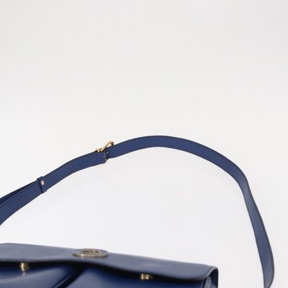 Celine Vintage Circle Logo Crossbody Bag Leather, BLUE, LEATHER, Shoulder bag