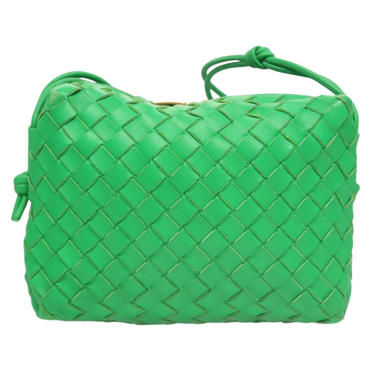 Bottega Veneta Loop Crossbody Bag Intrecciato Nappa, GREEN, LEATHER, Crossbody bag
