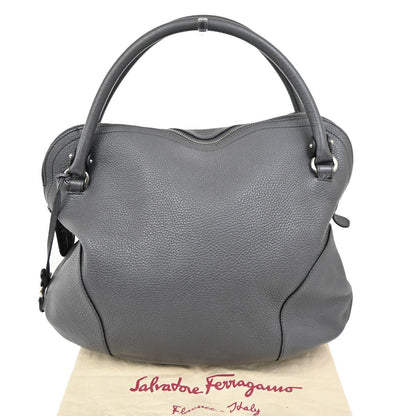 Salvatore Ferragamo Gancini handbag Leather, GRAY, LEATHER, Handbag