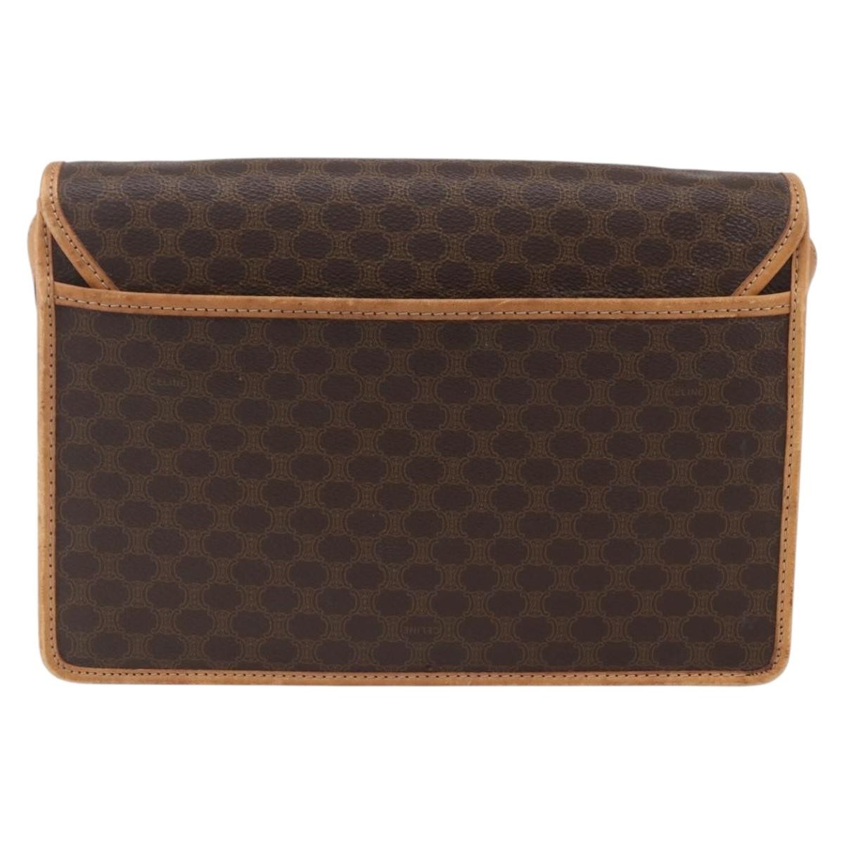 Celine Vintage Macadam Shoulder Bag Canvas and Leather, BROWN, CANVAS, Shoulder bag