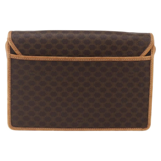 Celine Vintage Macadam Shoulder Bag Canvas and Leather, BROWN, CANVAS, Shoulder bag