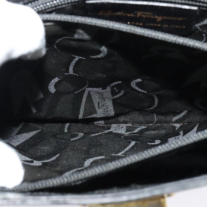 Salvatore Ferragamo Gancini Shoulder Bag Leather, BLACK, LEATHER, Shoulder bag