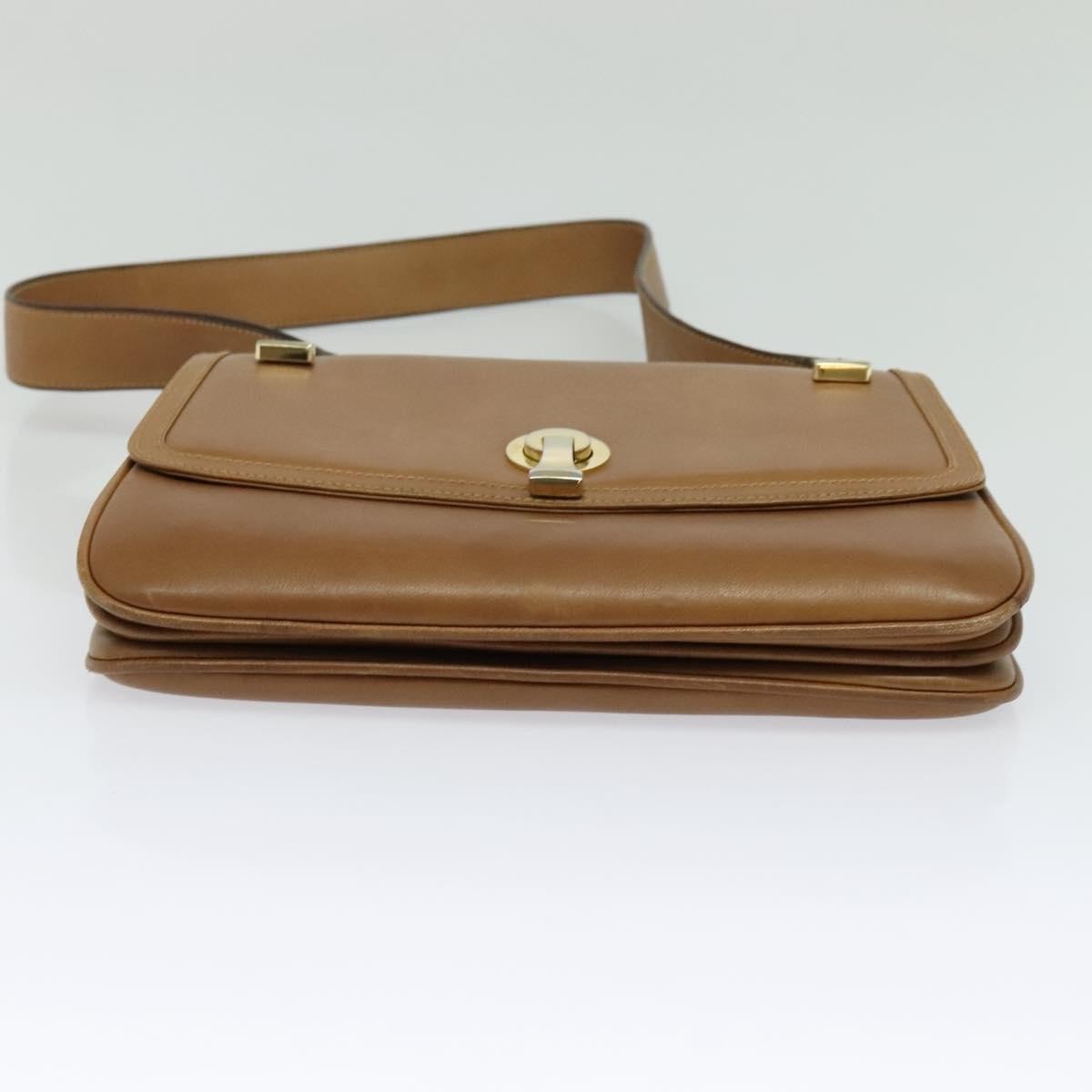 Gucci Vintage Flap Crossbody Bag Leather, BROWN, LEATHER, Shoulder bag