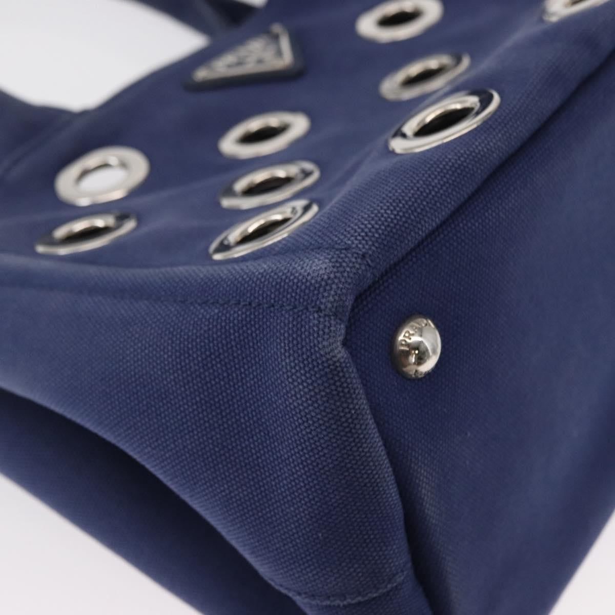 Prada Canapa Convertible Tote Grommet Embellished Canvas, BLUE, CANVAS, Tote bag