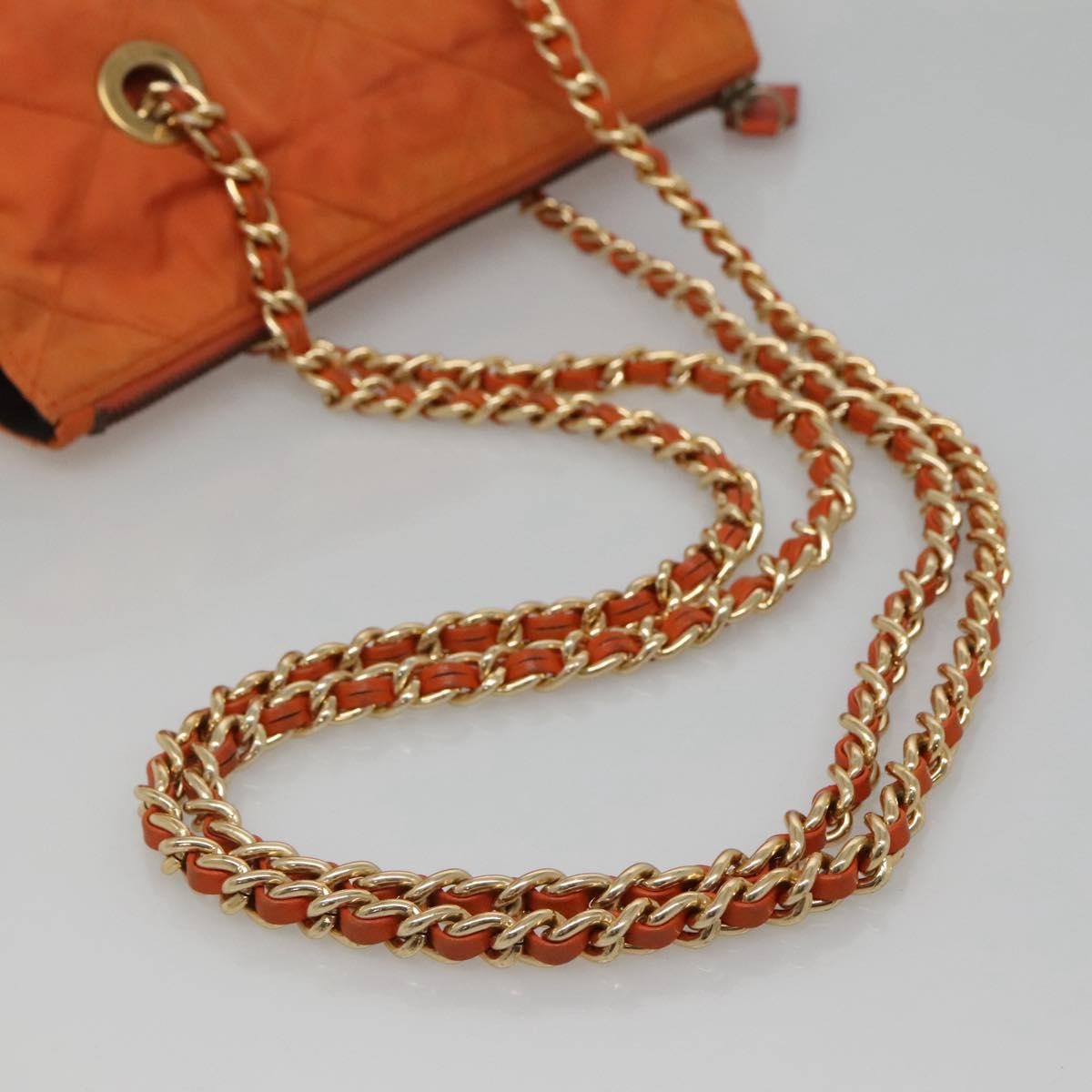 Prada Chain Shoulder Bag Quilted Tessuto, ORANGE, NYLON, Shoulder bag