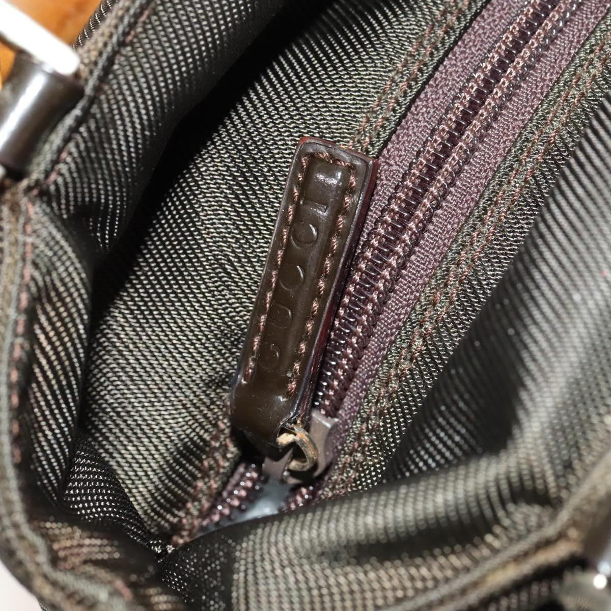 Gucci Vintage Bamboo Handle Bag Nylon, BROWN, NYLON, Handbag