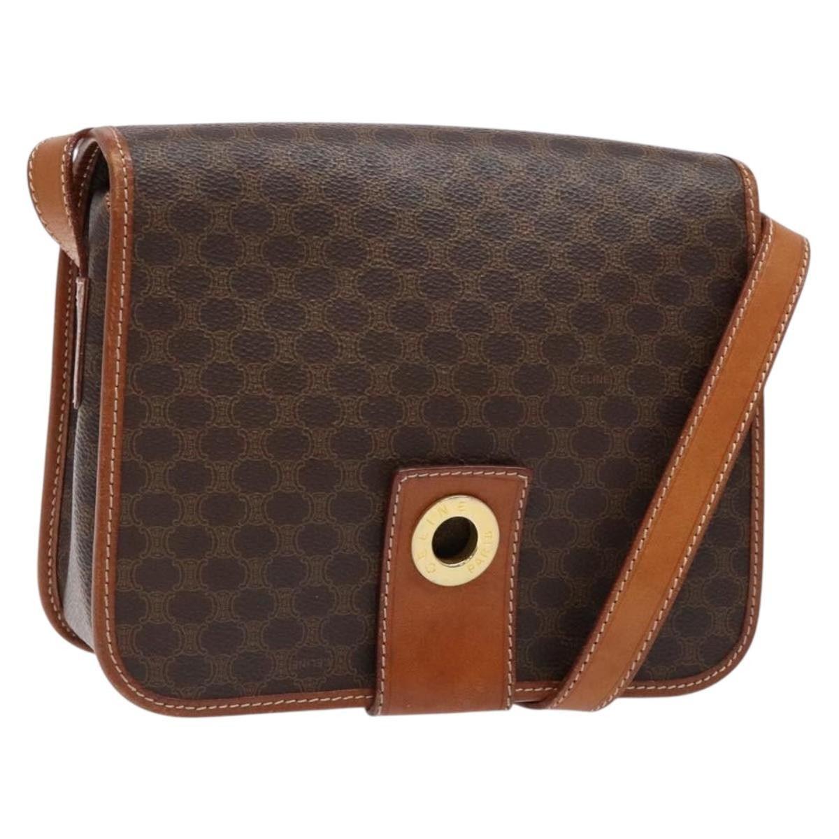 Celine Macadam Shoulder Bag PVC Leather, BROWN, CANVAS, Shoulder bag