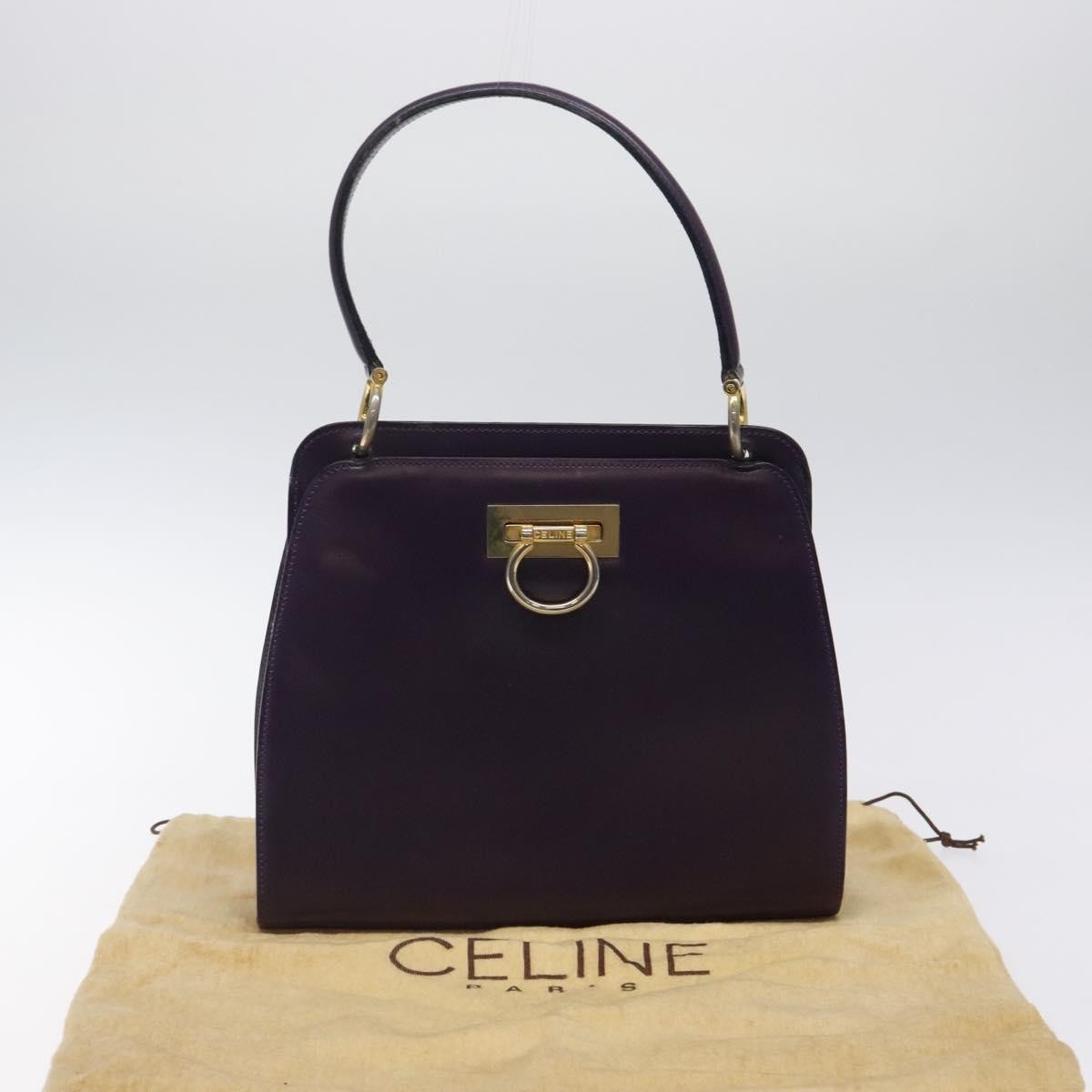 Celine Gancini Handbag Leather, PURPLE, LEATHER, Handbag