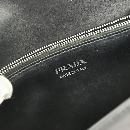 Prada Elektra Shoulder Bag Studded Leather, BLACK, LEATHER, Shoulder bag