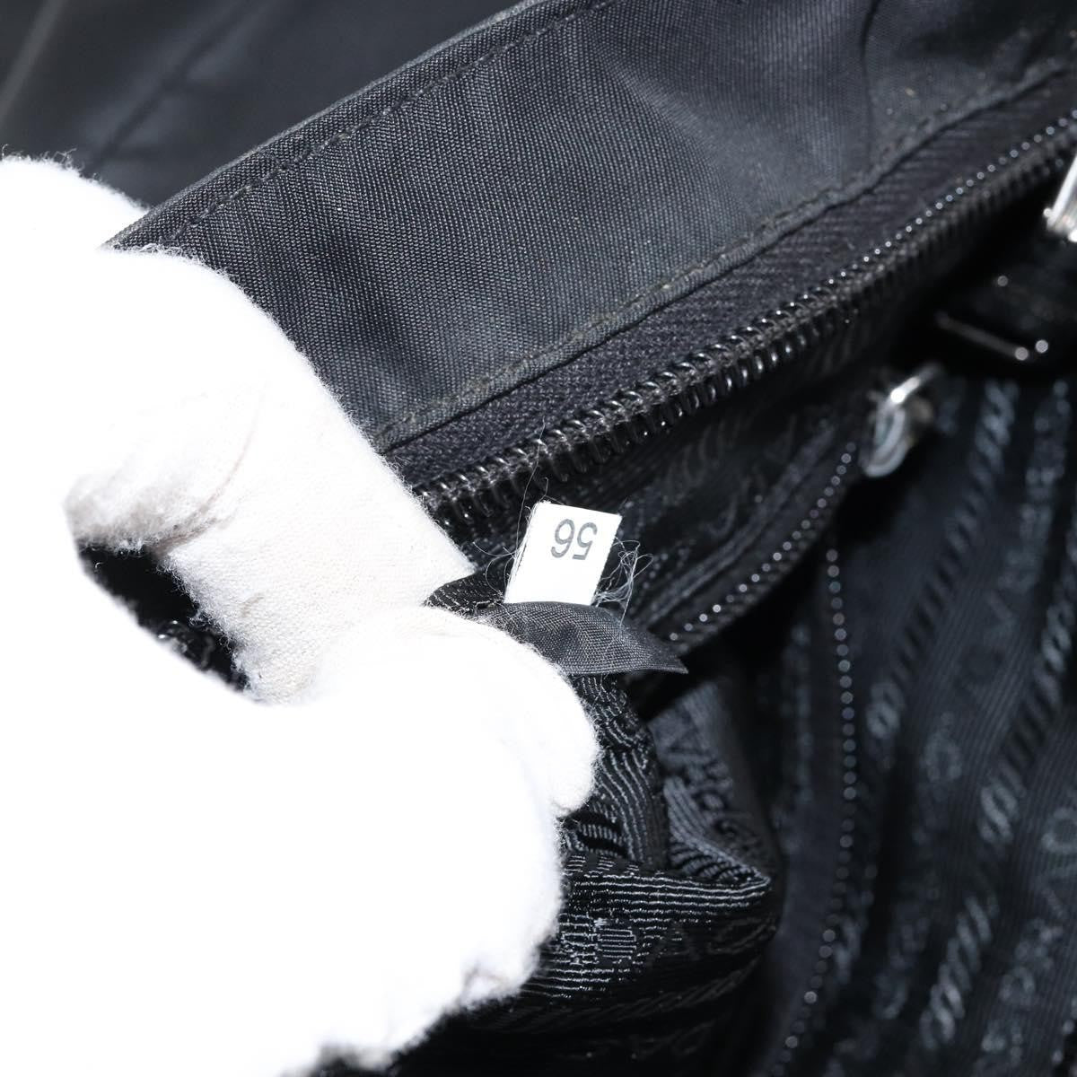 Prada Zip Messenger Bag Horizontal Quilt Tessuto, BLACK, NYLON, Shoulder bag