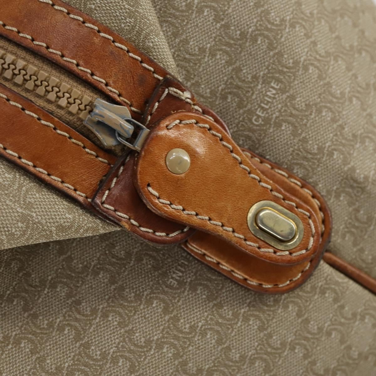 Celine Vintage Macadam Boston bag Canvas and Leather, BEIGE, CANVAS, Travel bag