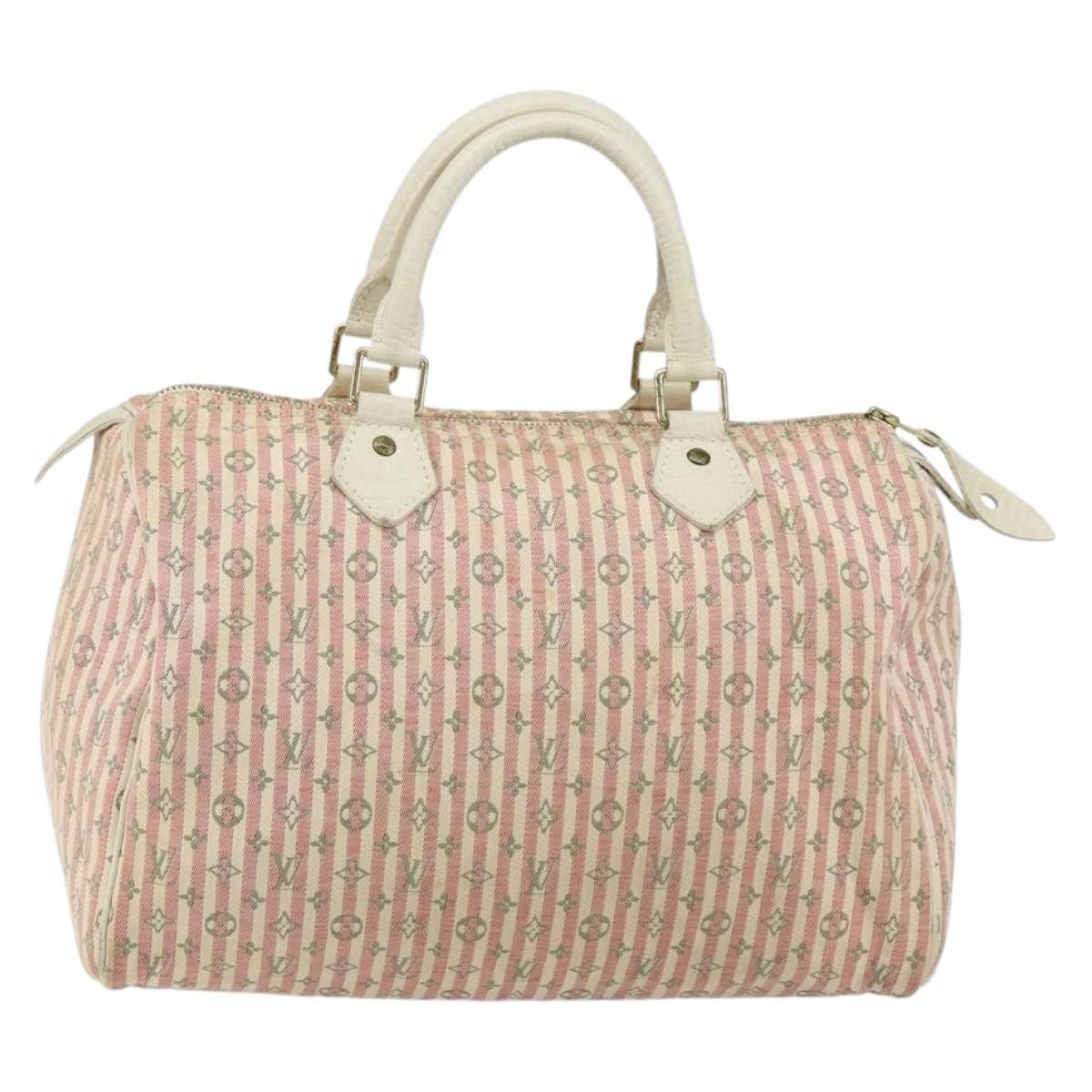 Louis Vuitton Speedy Handbag Mini Lin, PINK, CANVAS, Handbag