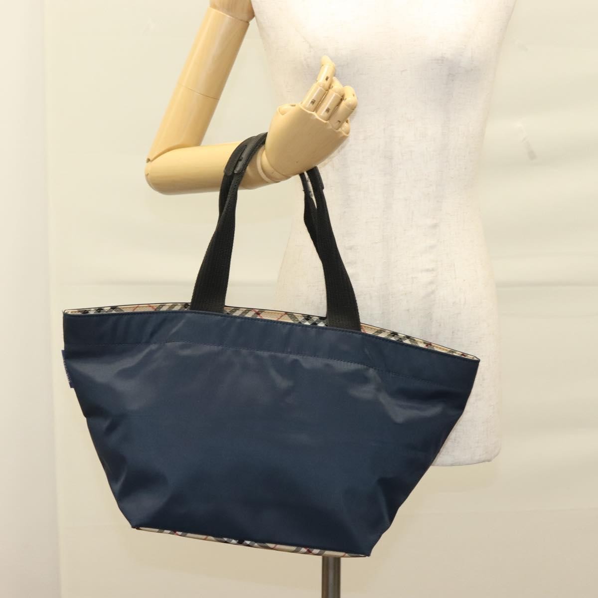 Burberry Nova Check Tote Nylon, NAVY, NYLON, Tote bag