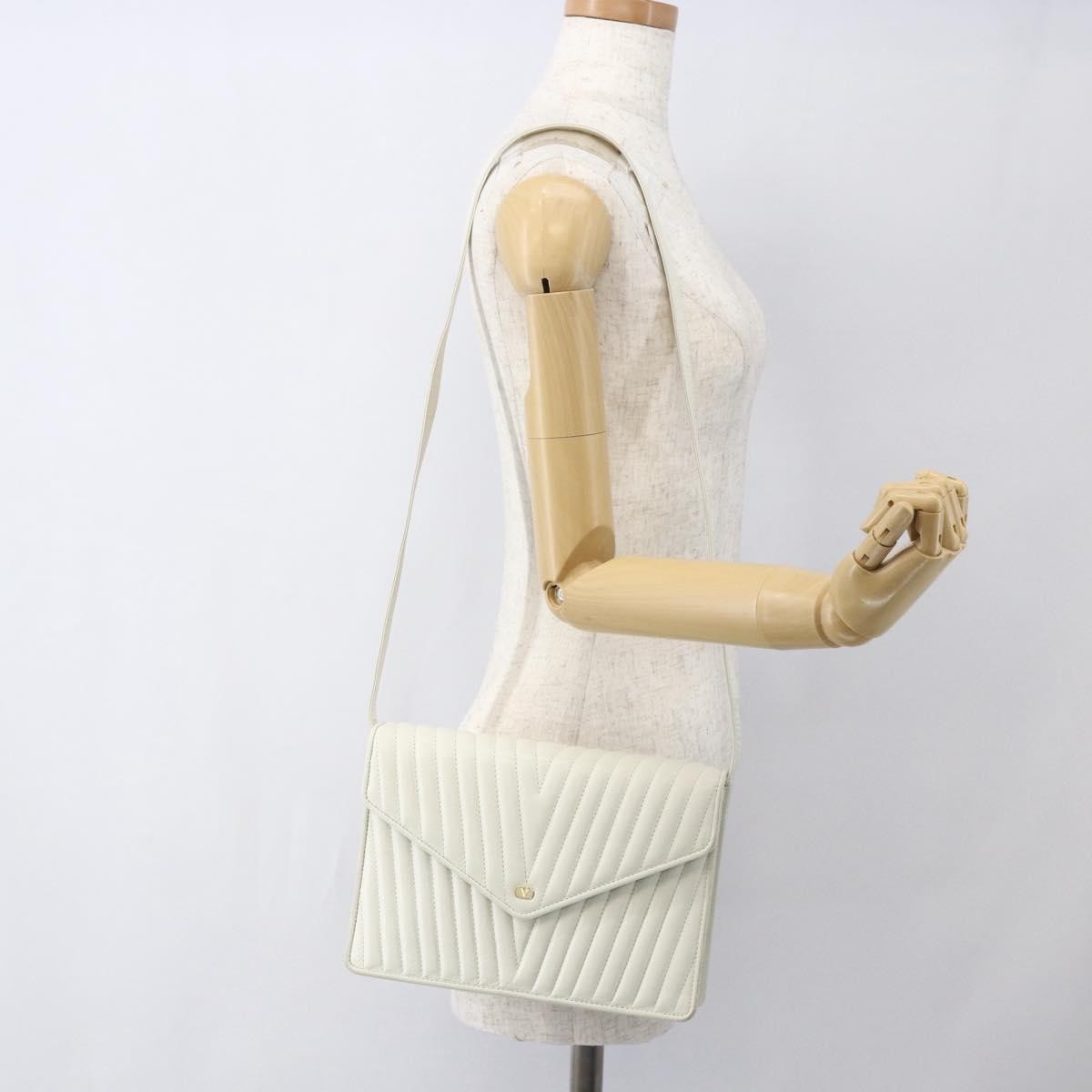 Valentino Garavani Vintage shoulder bag Leather, WHITE, LEATHER, Shoulder bag