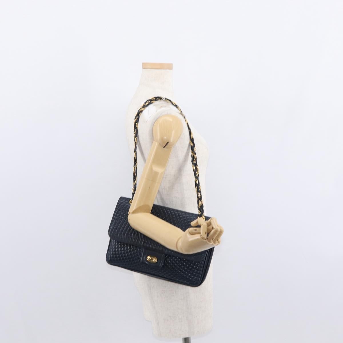 Bally Vintage Shoulder Bag Leather, NAVY, LEATHER, Shoulder bag