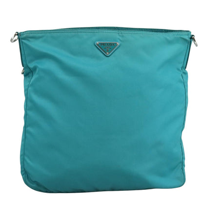 Prada Zip Top Messenger Bag Tessuto, TURQUOISE, NYLON, Shoulder bag