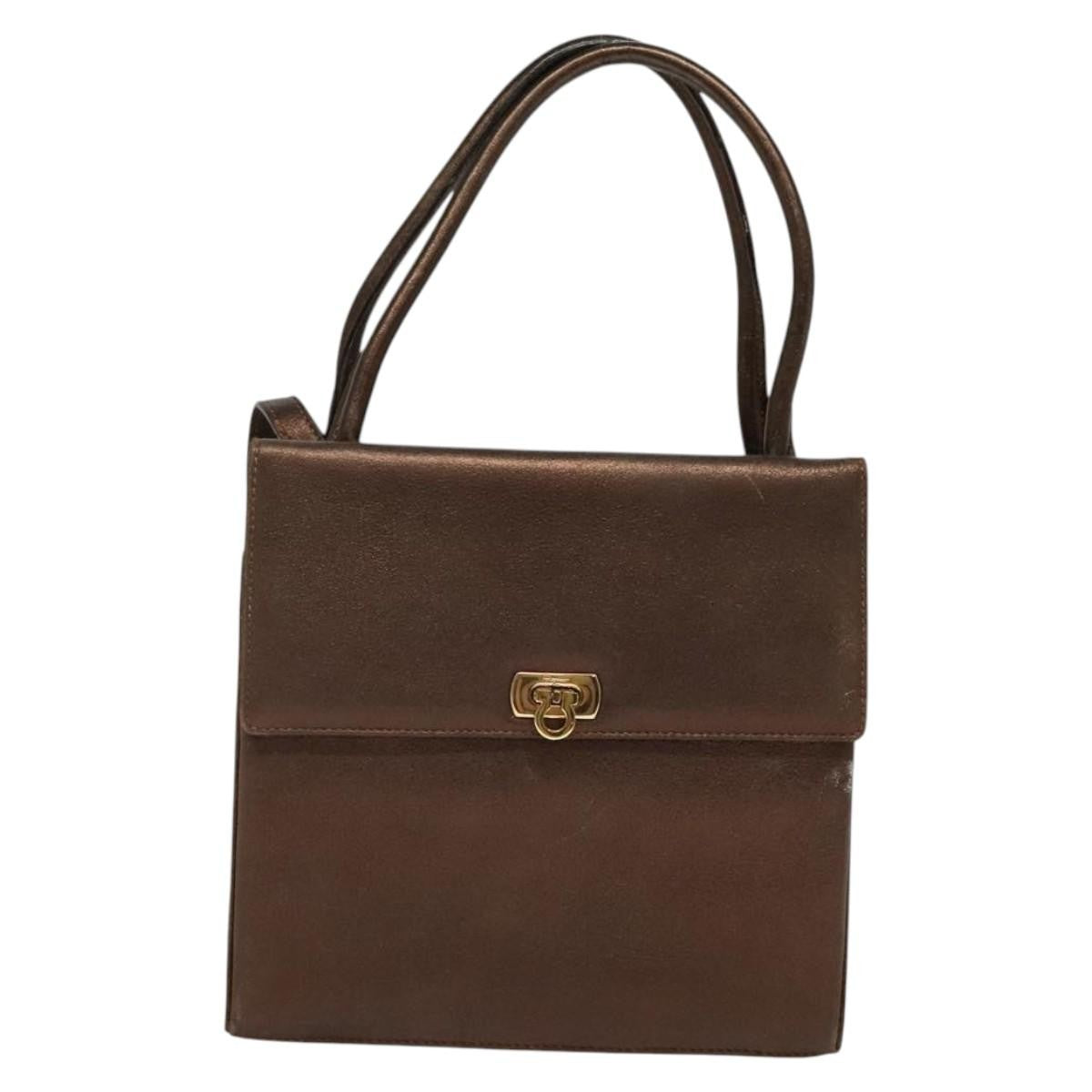 Salvatore Ferragamo Gancini Shoulder Bag Leather, BROWN, LEATHER, Shoulder bag