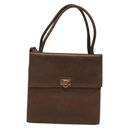 Salvatore Ferragamo Gancini Shoulder Bag Leather, BROWN, LEATHER, Shoulder bag