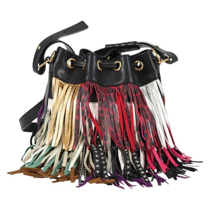 Saint Laurent Fringe Emmanuelle Bucket Bag Multicolor Leather, MULTICOLOUR, LEATHER, Shoulder bag