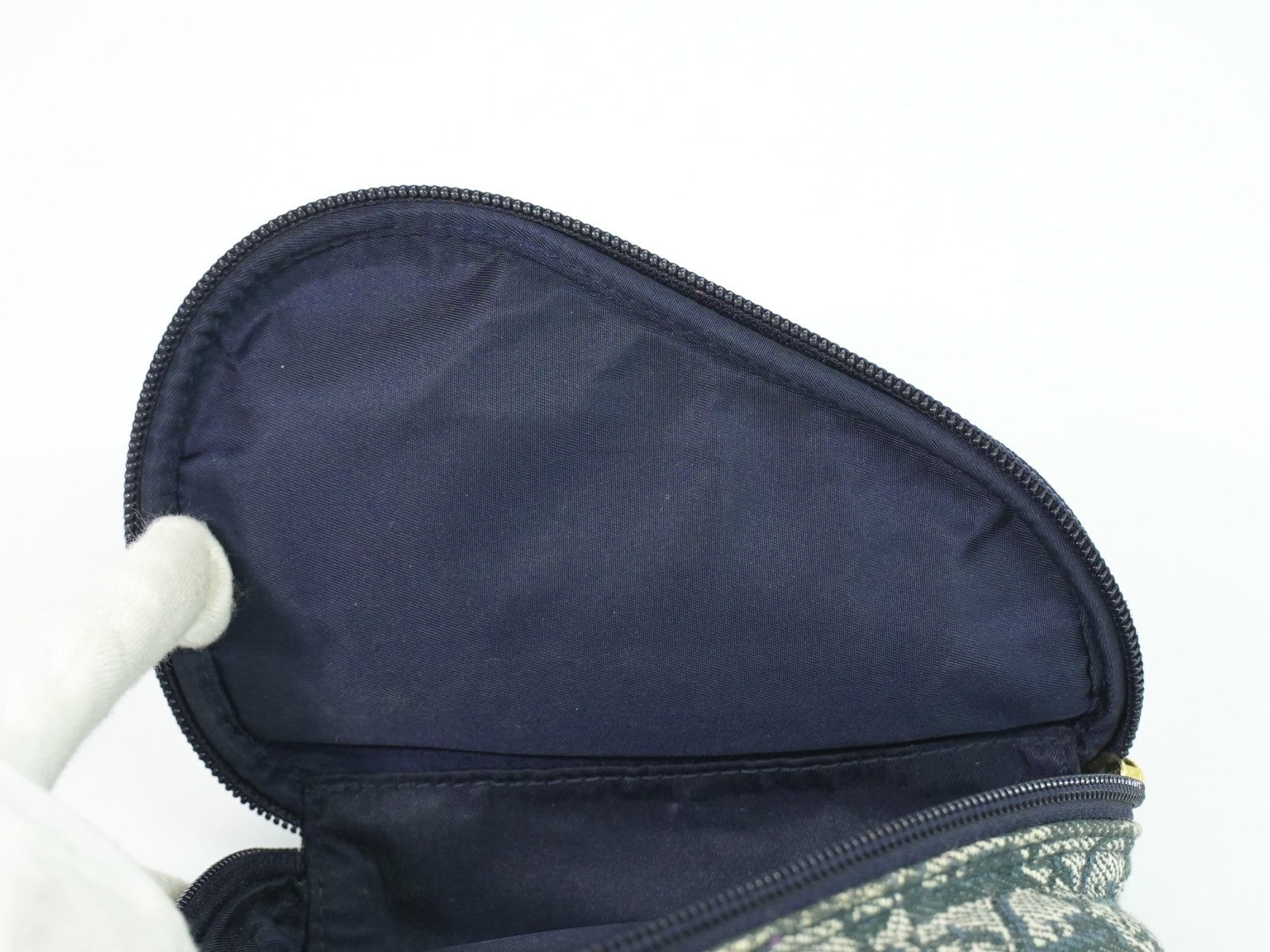 Christian Dior Saddle Zip Pouch Diorissimo Canvas, NAVY, CANVAS, Clutche & pouche