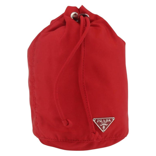 Prada Drawstring Wristlet Bucket Bag Tessuto, Red, Nylon, Clutch