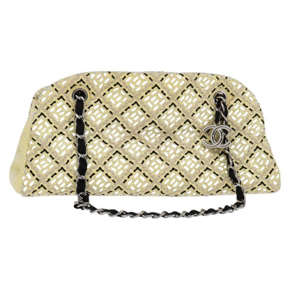 Chanel Just Mademoiselle Bag Woven Stitch Patent, BEIGE, PATENT_LEATHER, Handbag