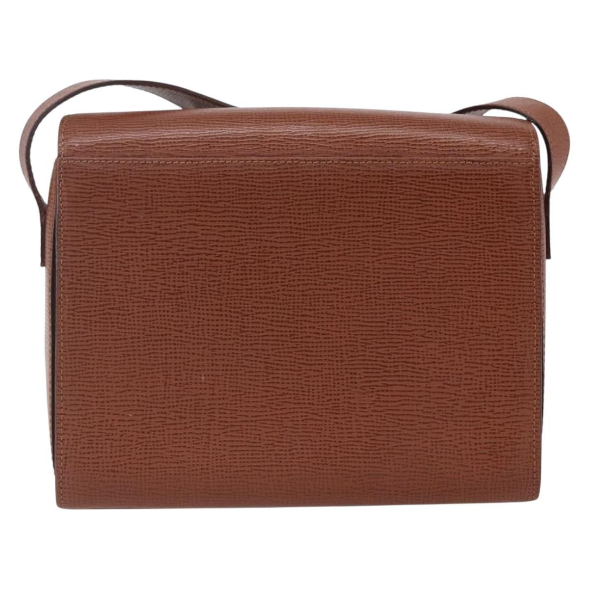 Celine Circle logo Leather, BROWN, LEATHER, Handbag