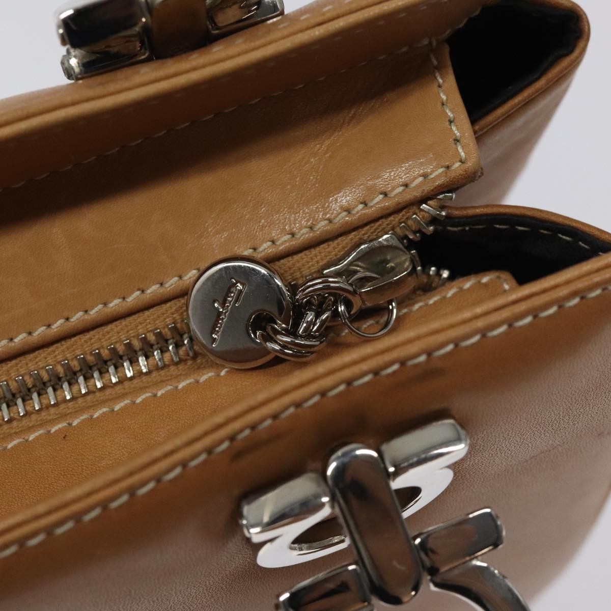 Salvatore Ferragamo Gancini Shoulder Bag Leather, BROWN, LEATHER, Shoulder bag