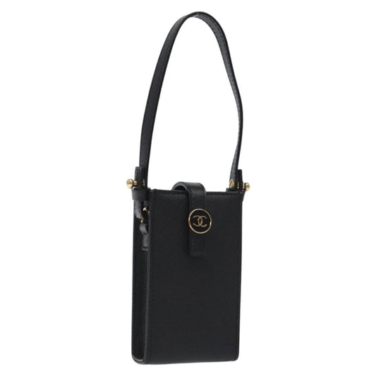 Chanel Cigarette Case Leather, BLACK, LEATHER, Clutche & pouche