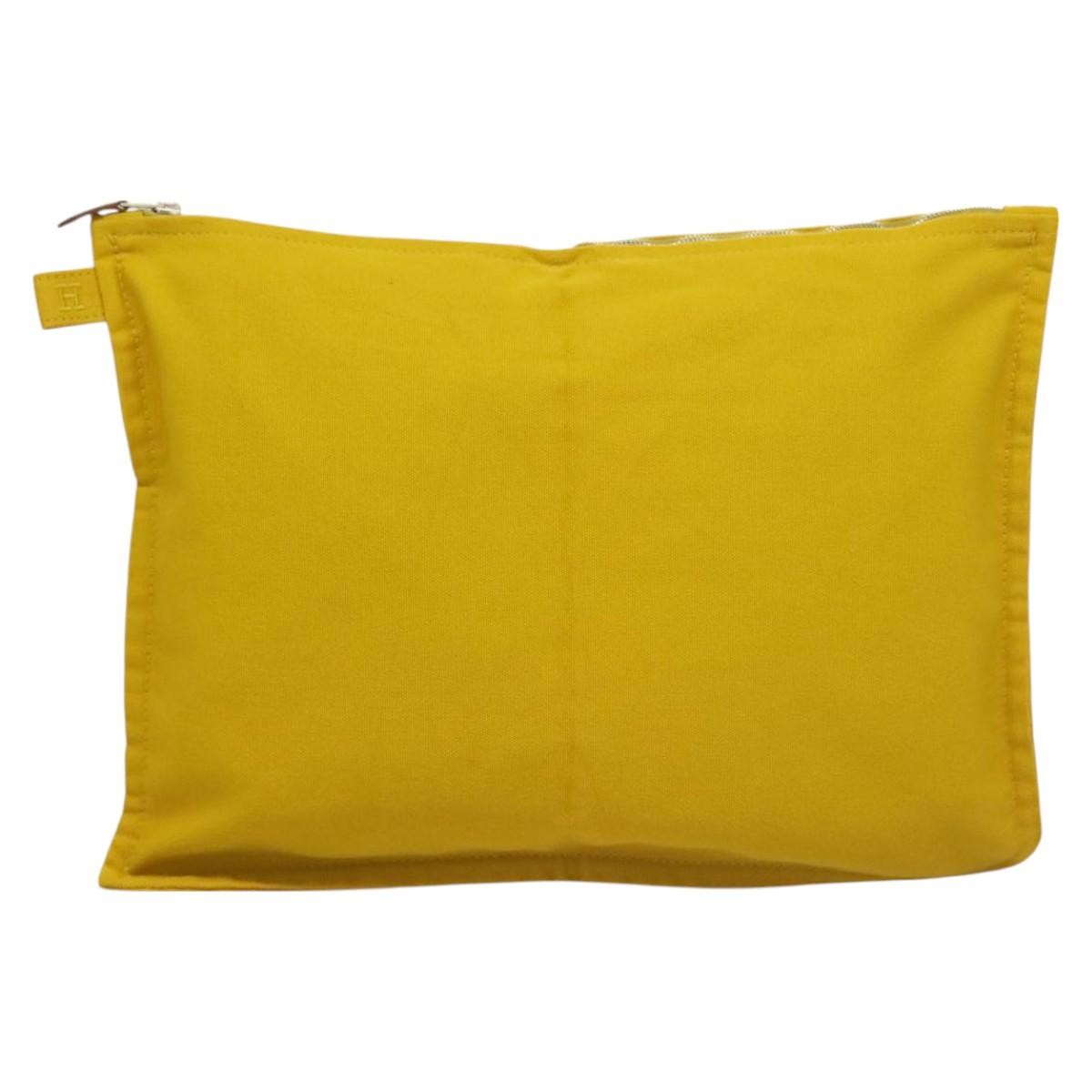 Hermes Bora Bora Pouch Toile, YELLOW, CANVAS, Clutche & pouche