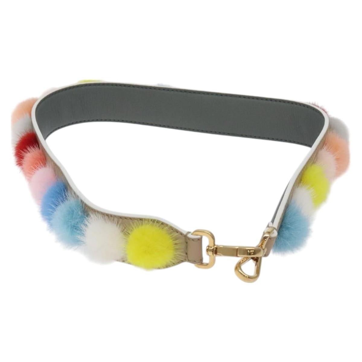 Fendi Pom Pom Strap You Shoulder Strap Leather and Fur, MULTICOLOUR, LEATHER, Straps