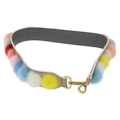 Fendi Pom Pom Strap You Shoulder Strap Leather and Fur, MULTICOLOUR, LEATHER, Straps