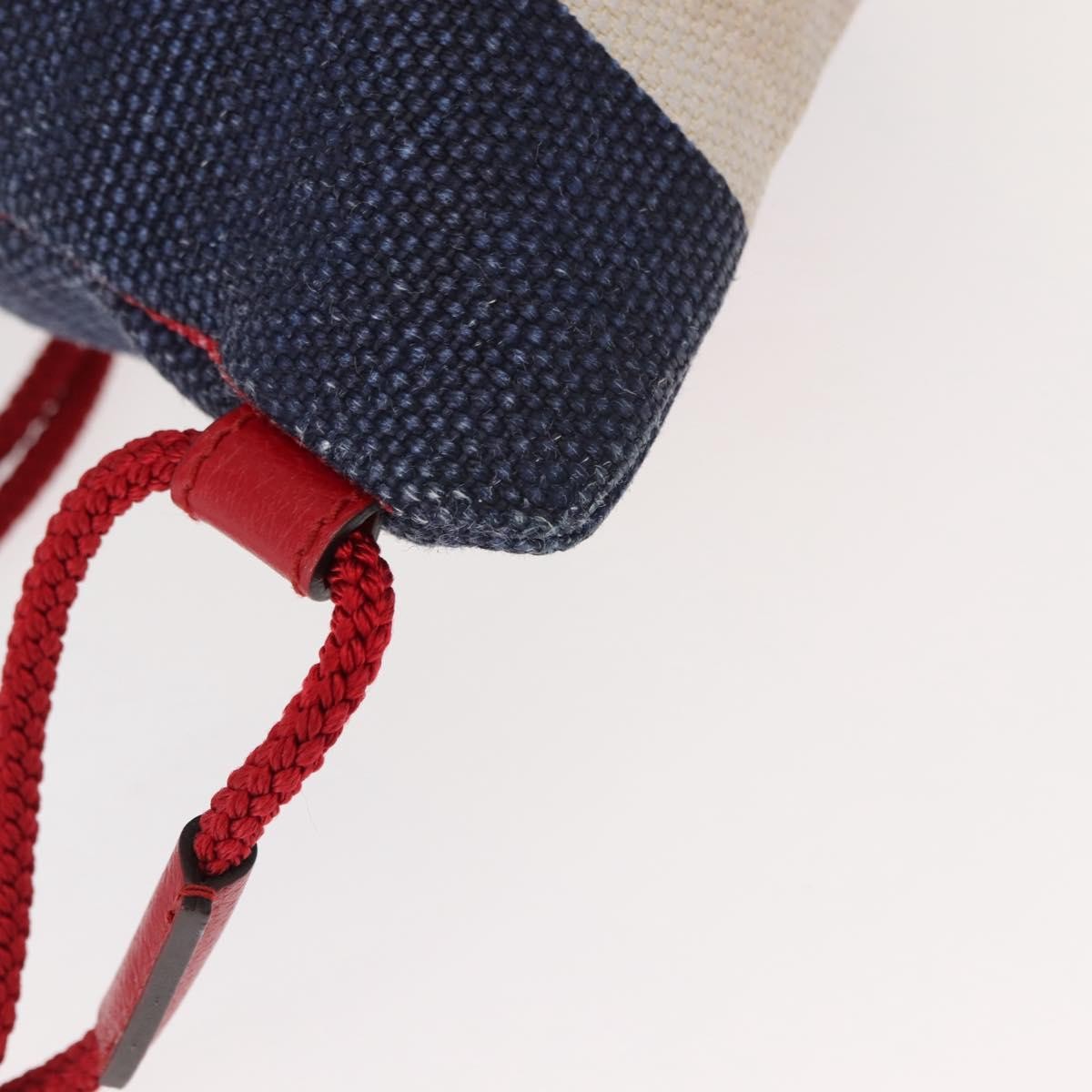 Gucci Logo Drawstring Backpack Striped Canvas, BLUE, CANVAS, Backpack