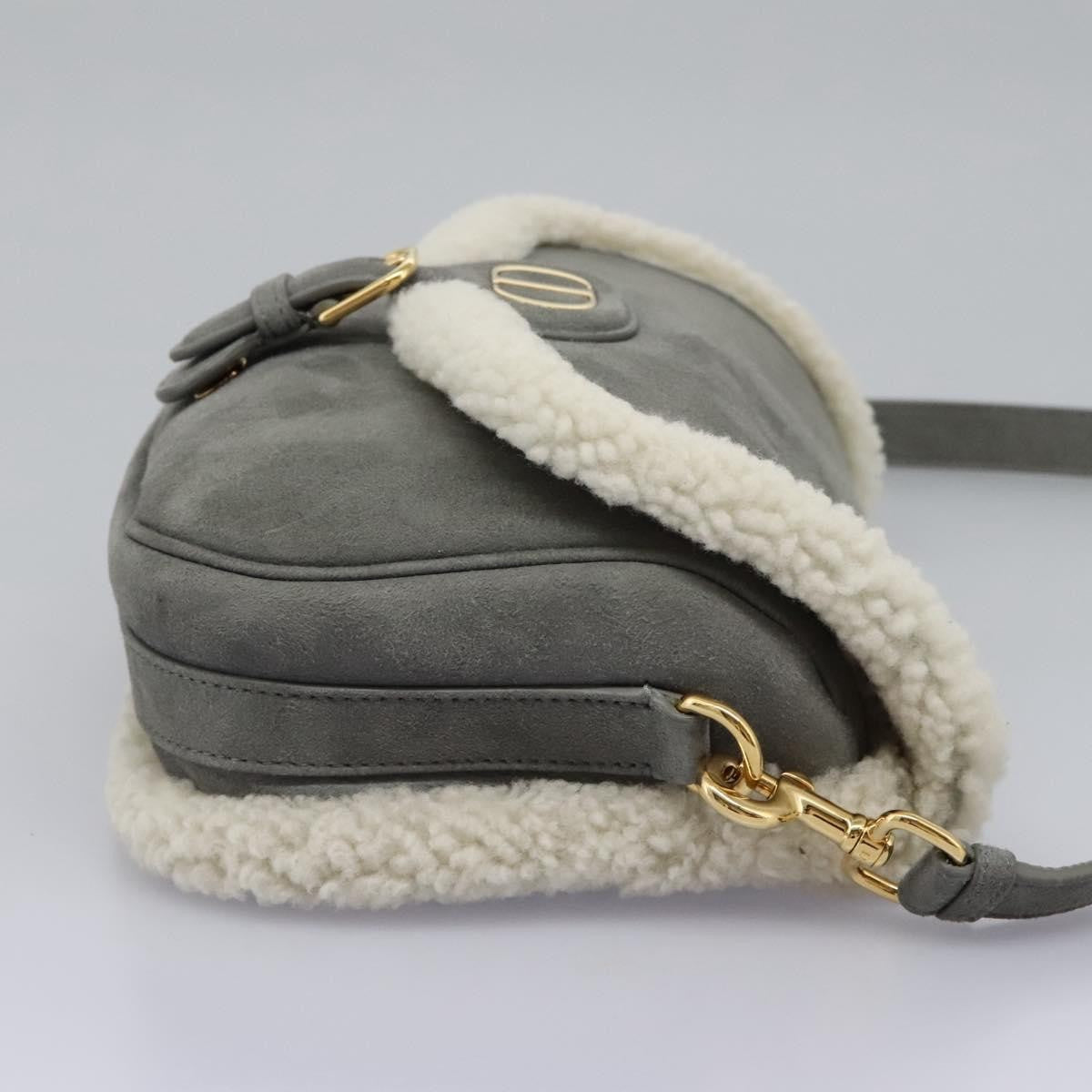 Christian Dior Bobby Flap Bag Shearling and Suede, GRAY, SUEDE, Shoulder bag