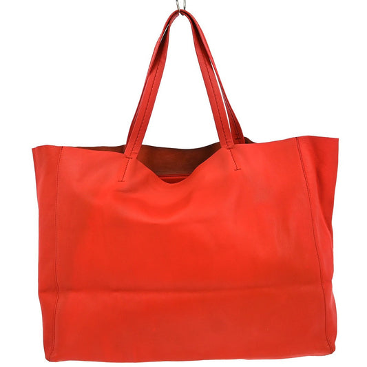 Celine Horizontal Cabas Tote Leather, RED, LEATHER, Tote bag