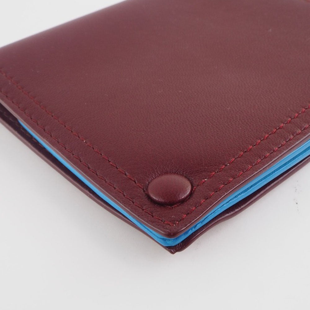 Bottega Veneta Bicolor Card Holder Leather, BURGUNDY, LEATHER, Card Holders