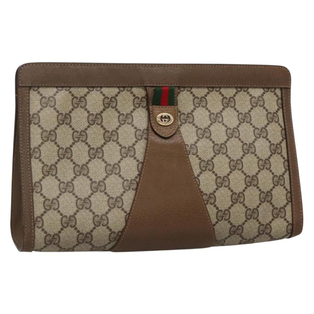 Gucci Vintage old clutch Canvas, BEIGE, PVC, Clutche & pouche