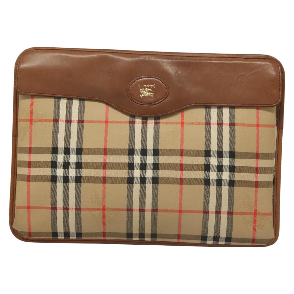 Burberry Nova check Pochette Canvas, BEIGE, CANVAS, Clutche & pouche