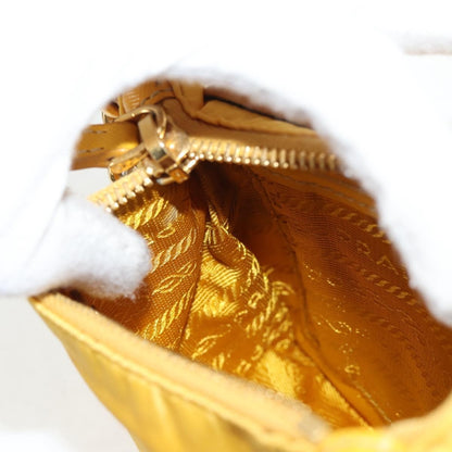 Prada Logo Chain Crossbody Bag Tessuto and Saffiano Leather, YELLOW, NYLON, Clutche & pouche