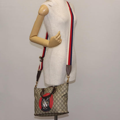 Gucci Convertible Soft Tote Mystic Cat Print GG Coated Canvas, BEIGE, CANVAS, Tote bag