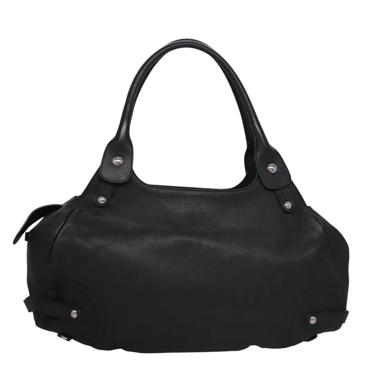 Salvatore Ferragamo Gancini Shoulder Bag Leather, BLACK, LEATHER, Shoulder bag