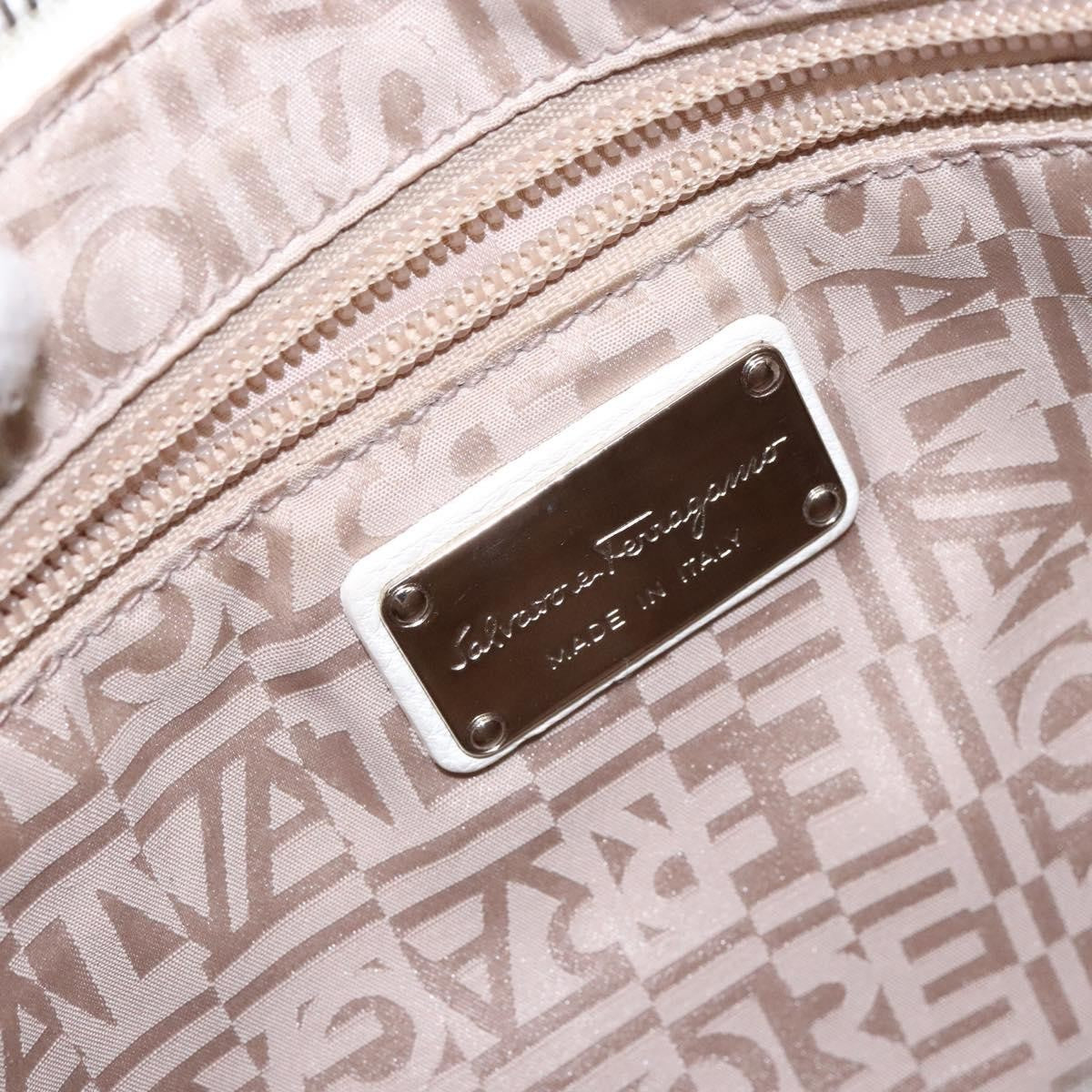 Salvatore Ferragamo Gancini Shoulder Bag Leather, WHITE, LEATHER, Shoulder bag