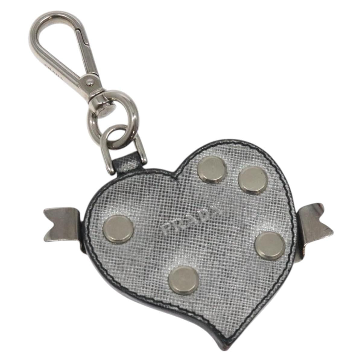 Prada keyring Leather, SILVER, LEATHER, Pendant & Charms