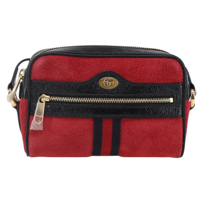 Gucci Ophidia Shoulder Bag Suede, RED, SUEDE, Shoulder bag