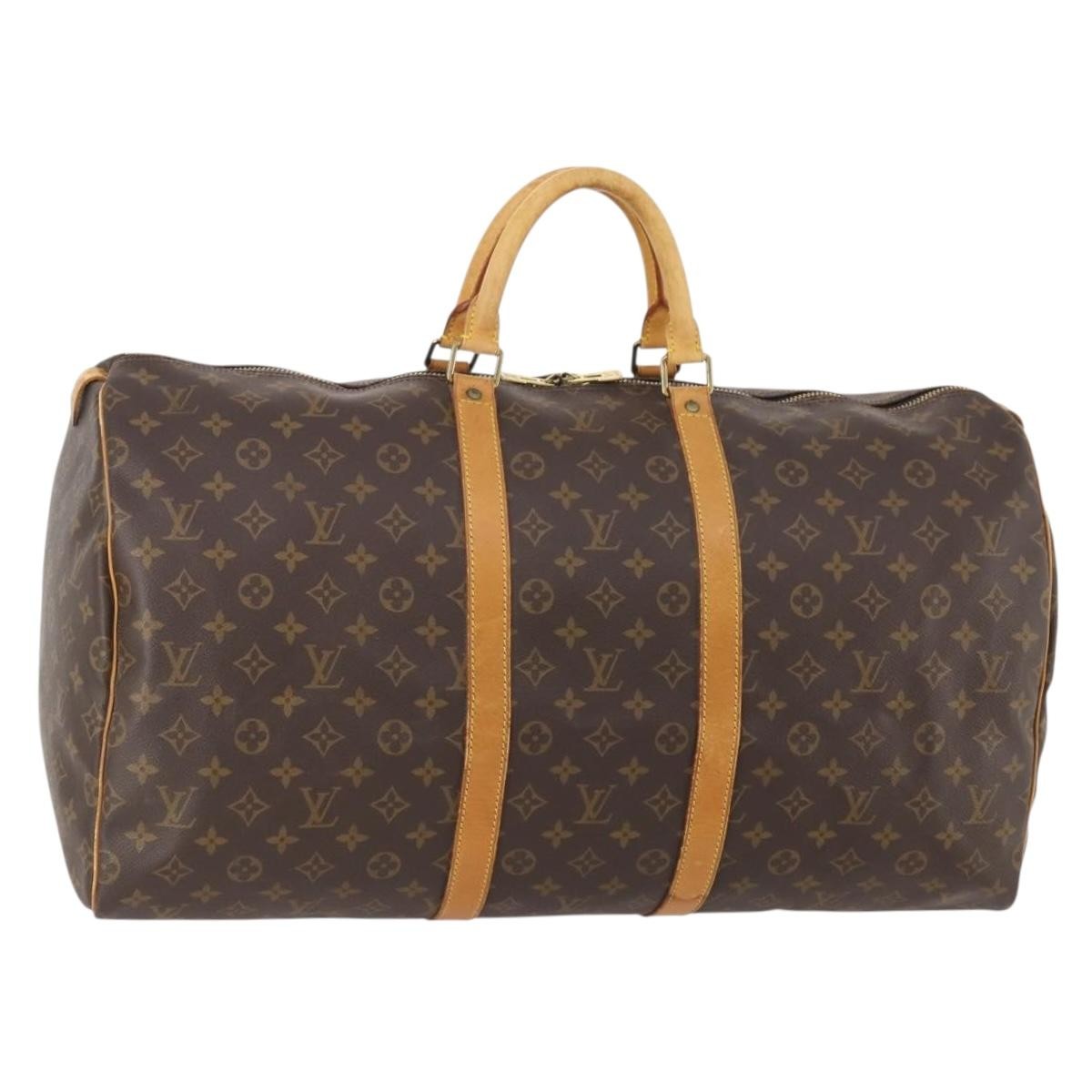 Louis Vuitton Keepall Bag Monogram Canvas, BROWN, CANVAS, Travel bag