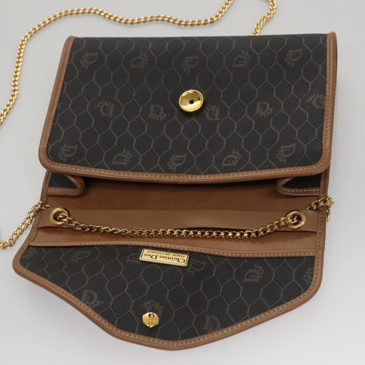 Christian Dior Vintage Honeycomb chain Canvas, BLACK, CANVAS, Shoulder bag