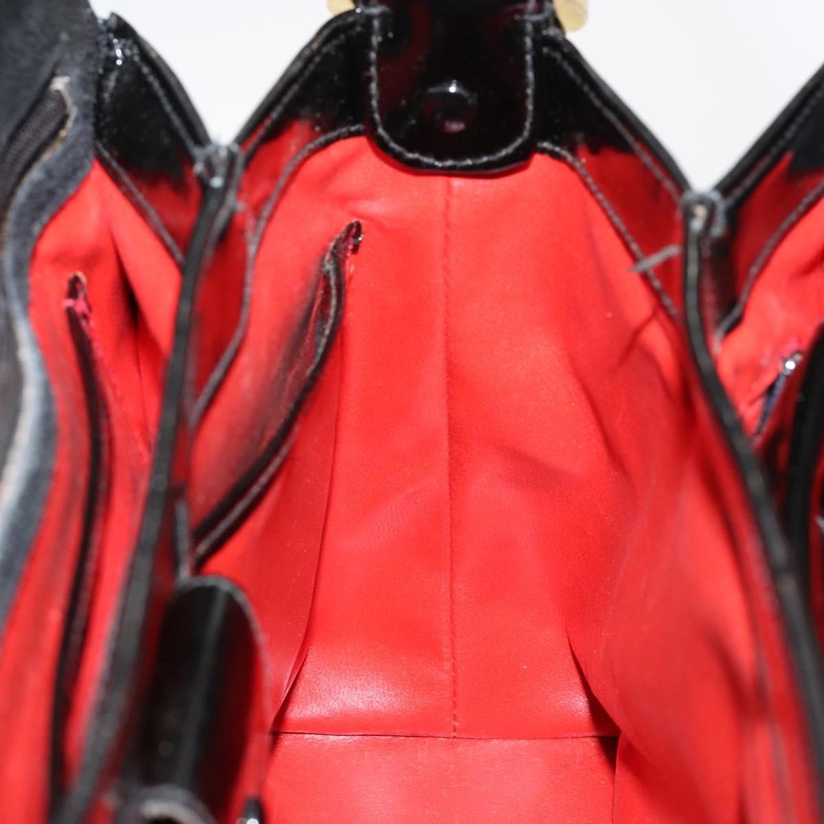 Gucci Vintage Handbag Enamel, BLACK, PATENT_LEATHER, Handbag