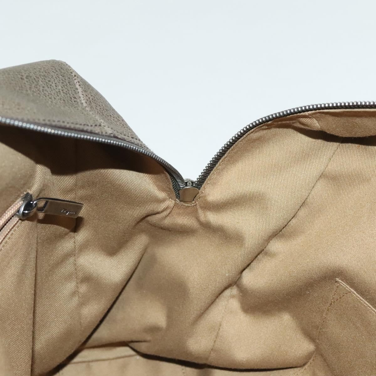 Salvatore Ferragamo Gancini Buckle Shoulder Bag Leather, KHAKI, LEATHER, Shoulder bag